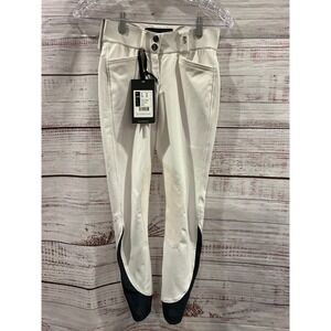 Tredstep Solo Extreme Knee Patch Breeches White Equestrian Riding Pants 24R NEW